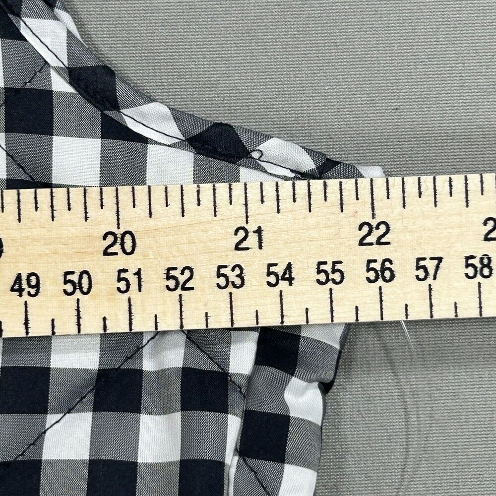 Talbots Vest Women’s L Black White Gingham Plaid Quilted Puffer Western Preppy - Picture 4 of 12